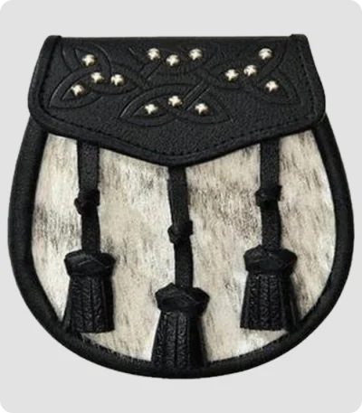 Semi Dress Natural Sealskin 14 Stud Leather Tassel Sporran