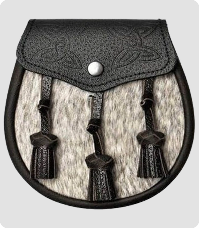 Semi Dress Natural Sealskin Dark Brown Celtic Embossed Sporran