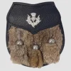 Semi Dress Sporran Grey Rabbit FurThistle Emblem