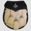 Semi Dress Sporran White Rabbit Fur Masonic Emblem