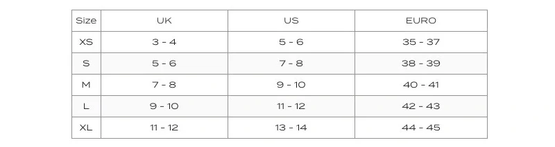 Size Guide For Socks