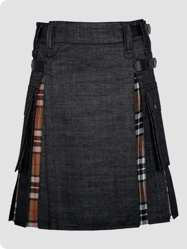 Traditional Scottish Black Hybrid Kilt