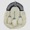 White Rabbit Fur Chrome Lion Emblem Sporran
