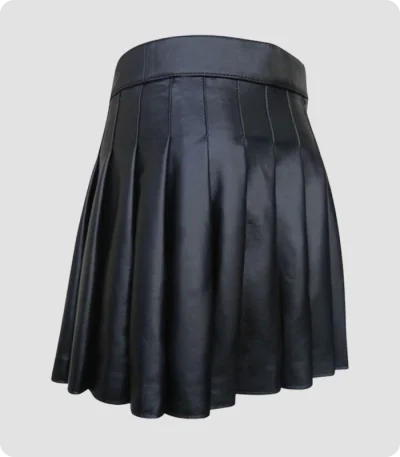 Women Black Leather kilt Back