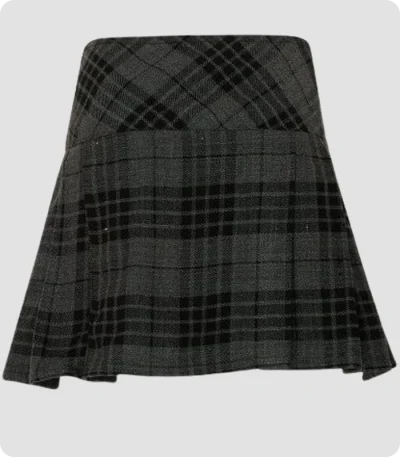 Women Hamilton Grey Tartan Skirt Back
